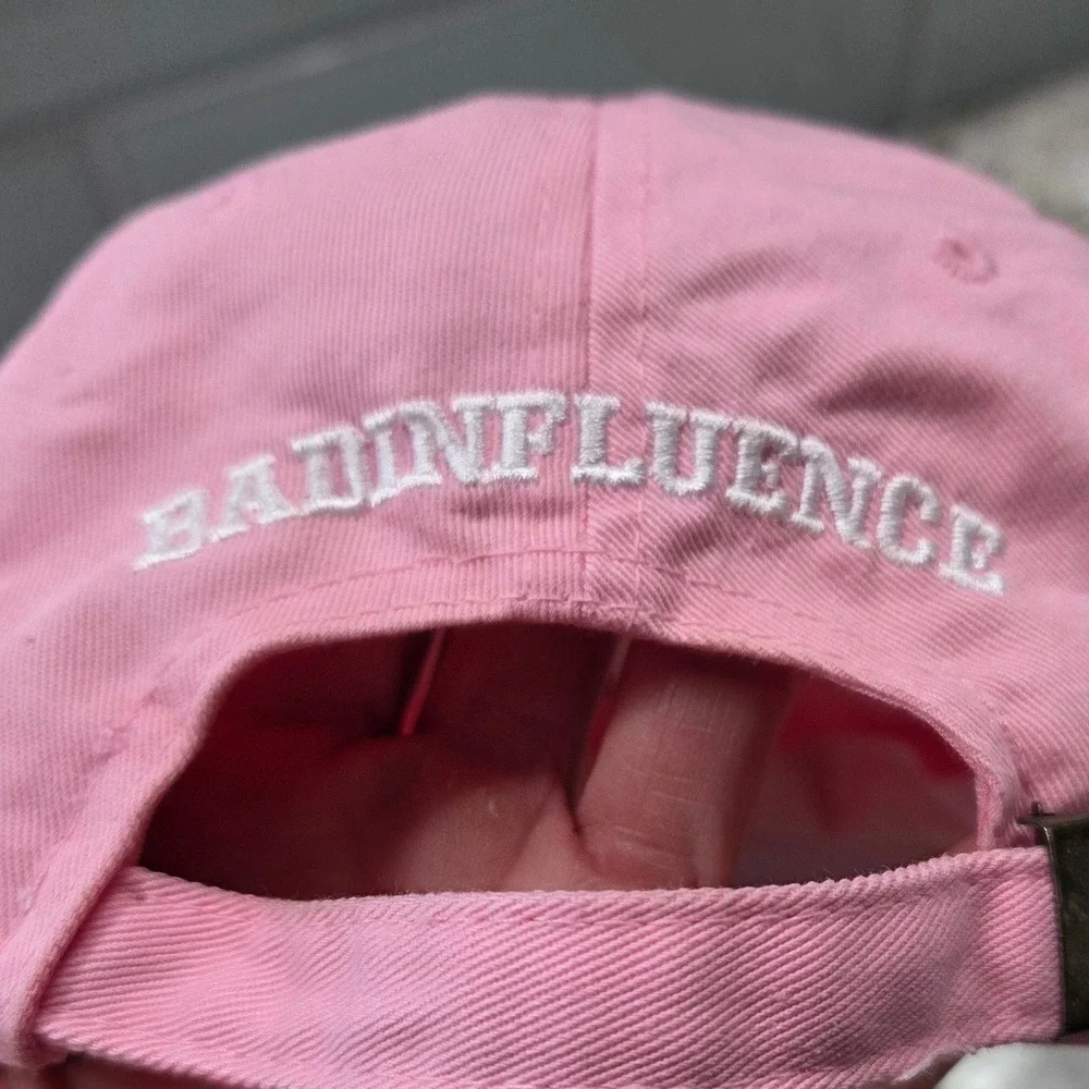 Bad Influence Pink Embroidered Logo Baseball Cap Hat‎ Women OSFA